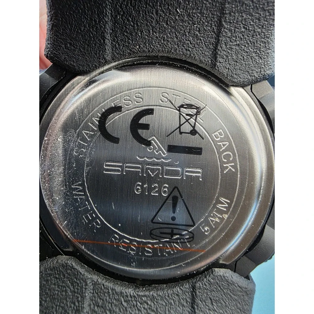 Sanda Sport Watch Stop Watch Alarm & Water Resistant up to 50 Meters Black #0192